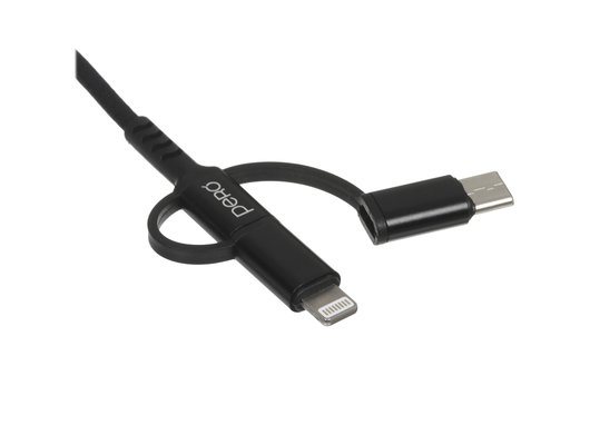 Кабель PERO DC-06 2А 2м универсальный 3 в 1 (Lightning/micro USB/Type-C) черный